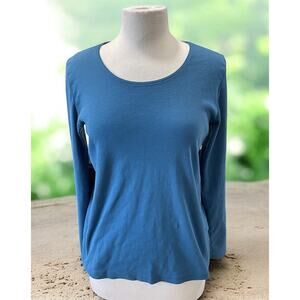 J Jill Top Women’s Size Large Perfect Pima Cotton Tee Shirt Tunic -Turquoise